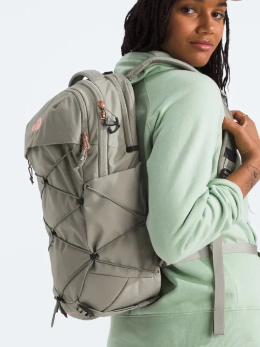 NWT The North Face Borealis Luxe Backpack,Clay Grey/Burnt Coral,27L,16in Laptop